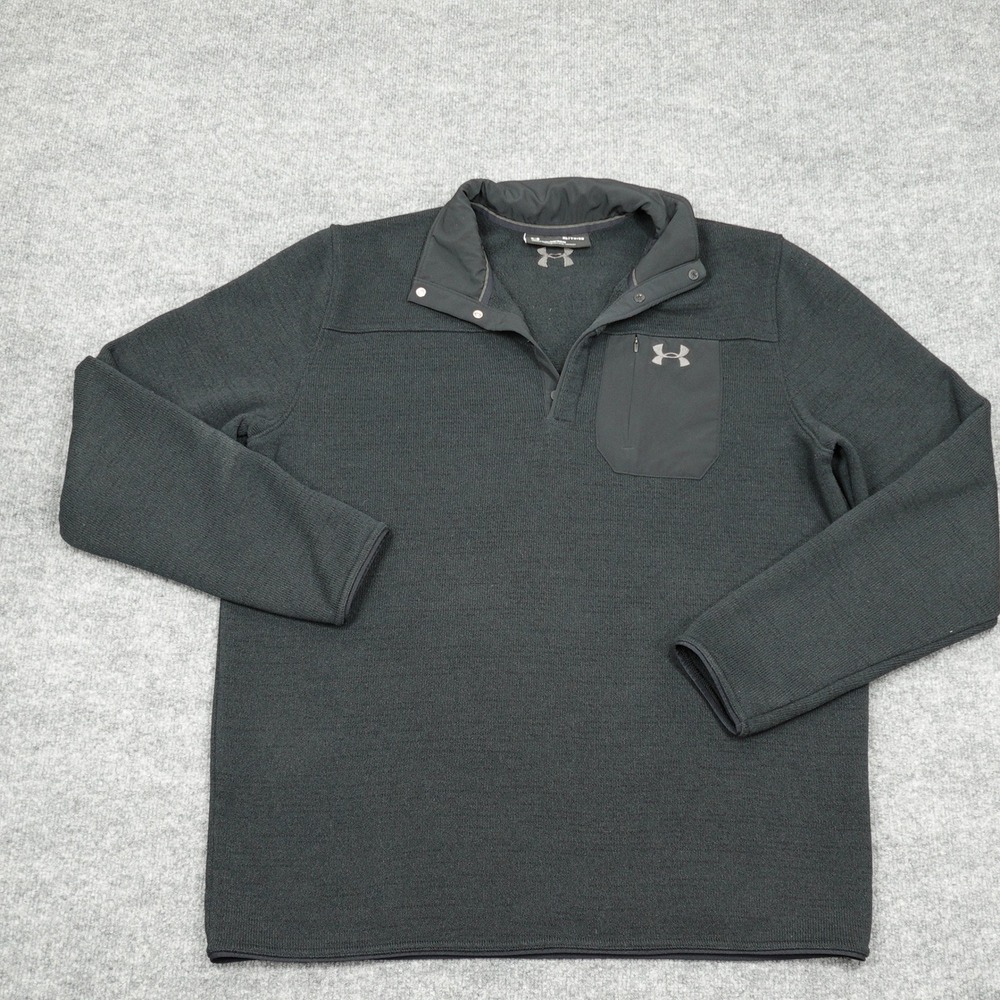 Under Armour Sweater Mens XL Gray 1/4 Snap Fleece Lined Pullover Activewear